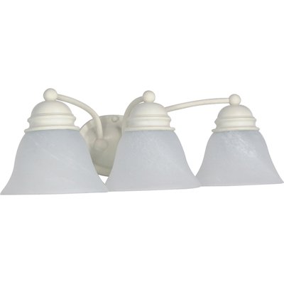 Nuvo Lighting 60/354  Empire - 3 Light - 21" - Vanity with Alabaster Glass Bell Shades in Textured White Finish